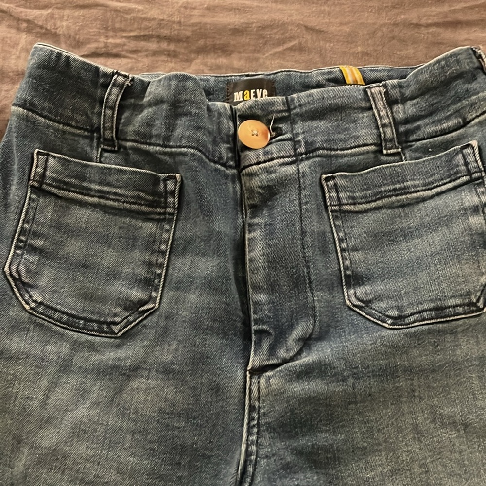 The Colette Denim Cropped Wide-Leg Jeans by Maeve